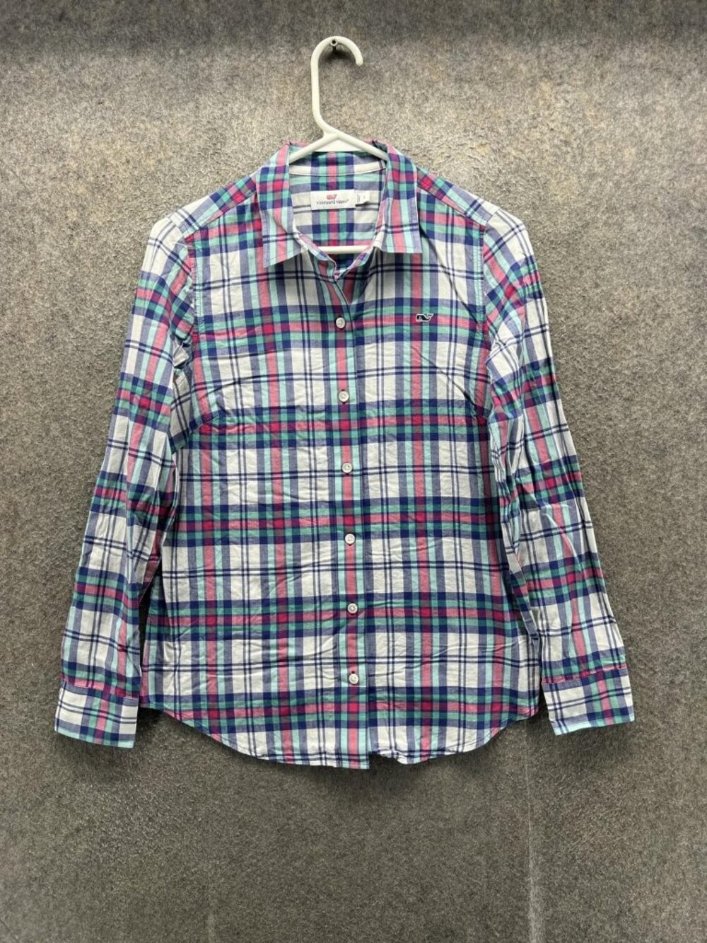 Vineyard Vines Shirt Women 2 Multicolor Plaid Collared Long Sleeve Button Up